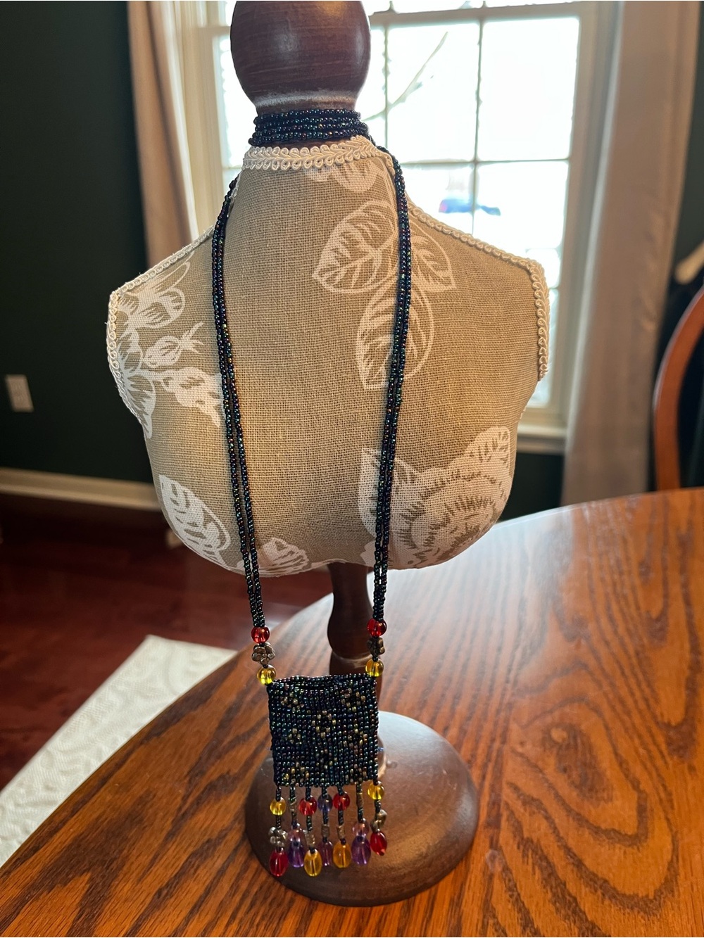 Handcrafted Multi- Beaded Neck Coin Purse Necklace with Multicolor beads